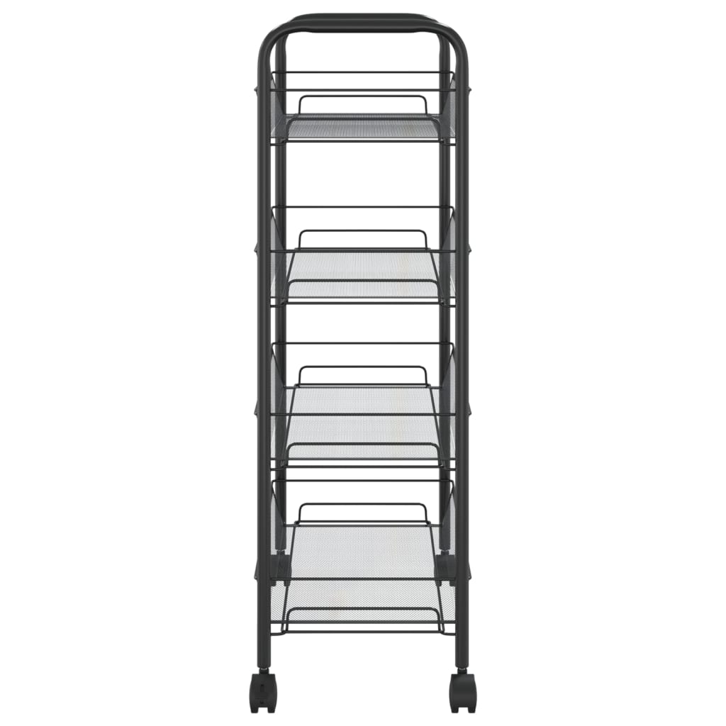 Carrello da Cucina con 4 Ripiani Nero 46x26x64 cm in Ferro