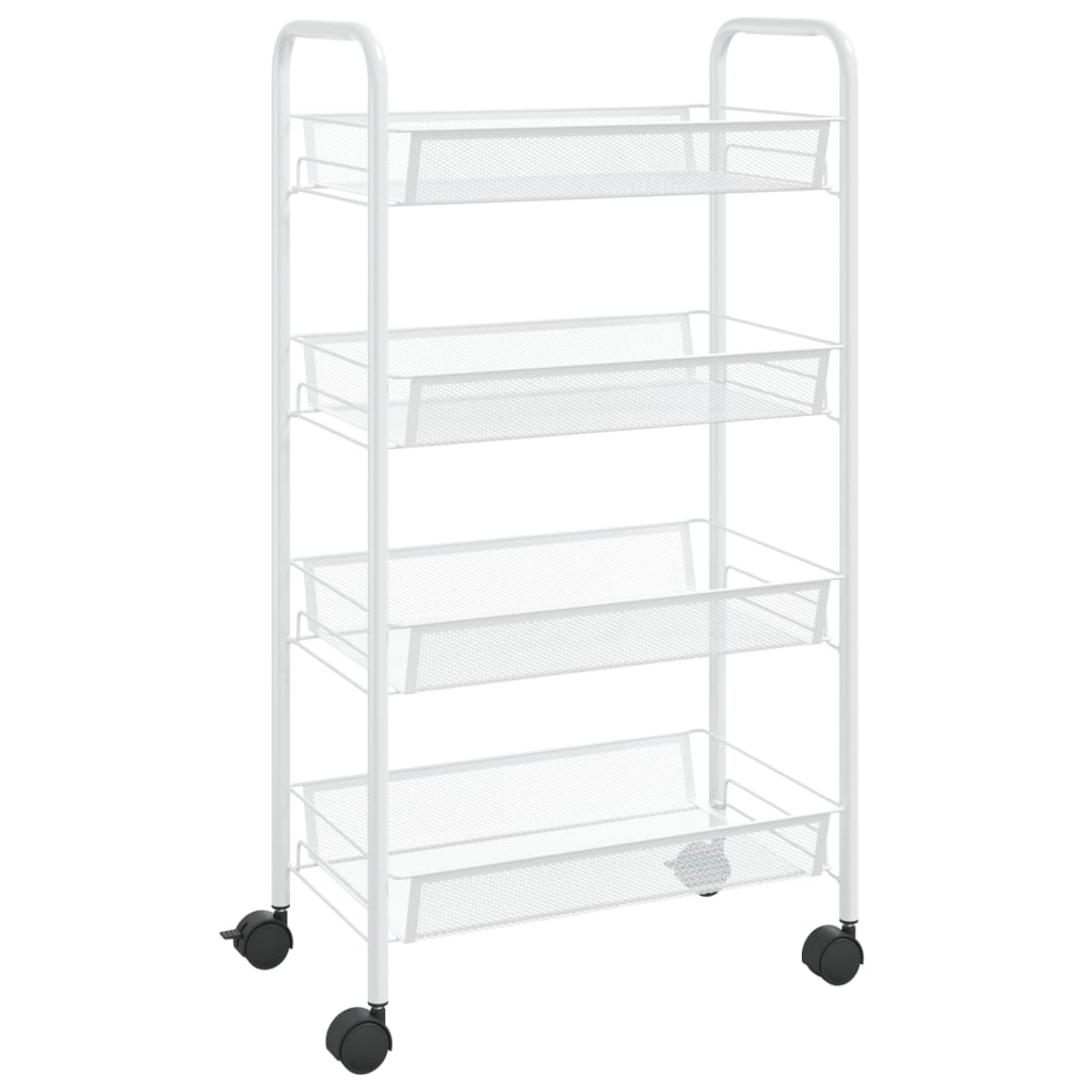 Carrello da Cucina con 4 Ripiani Bianco 46x26x64 cm in Ferro - homemem39