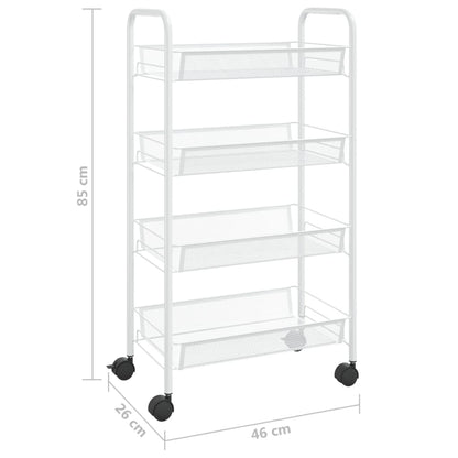 Carrello da Cucina con 4 Ripiani Bianco 46x26x64 cm in Ferro - homemem39
