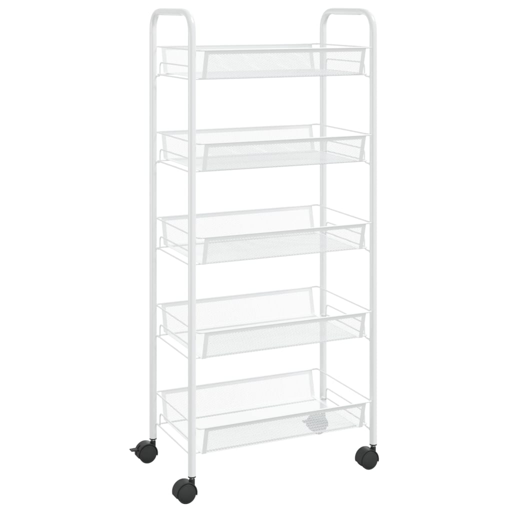 Carrello da Cucina con 5 Ripiani Bianco 46x26x105 cm in Ferro - homemem39