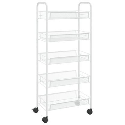 Carrello da Cucina con 5 Ripiani Bianco 46x26x105 cm in Ferro - homemem39