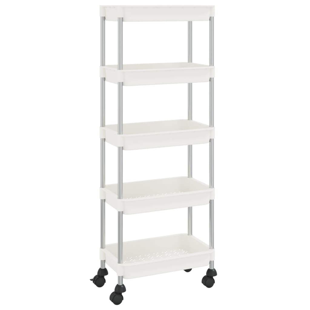 Carrello da Cucina 5 Ripiani Bianco 42x29x128 cm Ferro e ABS - homemem39