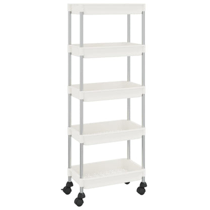Carrello da Cucina 5 Ripiani Bianco 42x29x128 cm Ferro e ABS - homemem39