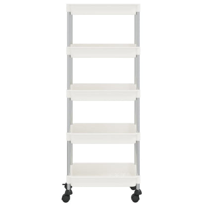 Carrello da Cucina 5 Ripiani Bianco 42x29x128 cm Ferro e ABS - homemem39