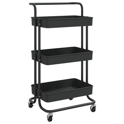 Carrello da Cucina 3 Ripiani Nero 42x35x85 cm Ferro e ABS - homemem39