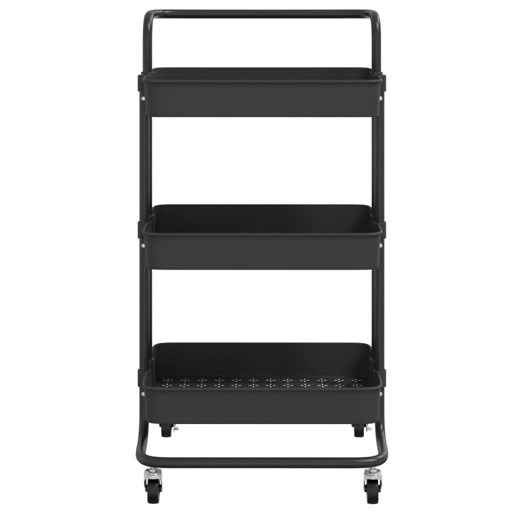 Carrello da Cucina 3 Ripiani Nero 42x35x85 cm Ferro e ABS - homemem39