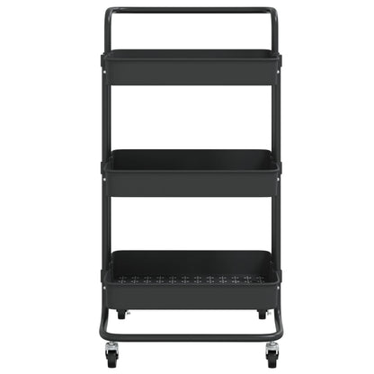 Carrello da Cucina 3 Ripiani Nero 42x35x85 cm Ferro e ABS - homemem39