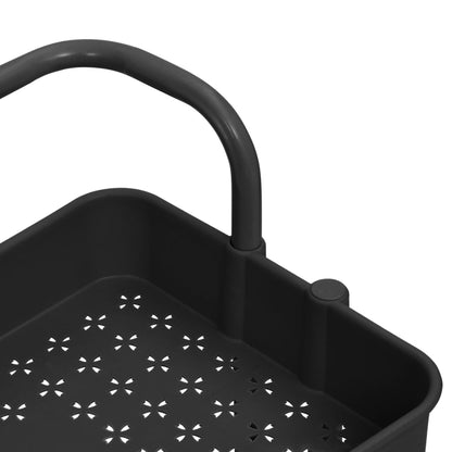 Carrello da Cucina 3 Ripiani Nero 42x35x85 cm Ferro e ABS - homemem39