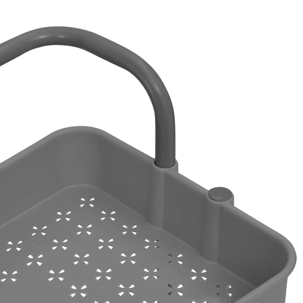 Carrello da Cucina 3 Ripiani Grigio 42x35x85 cm Ferro e ABS - homemem39