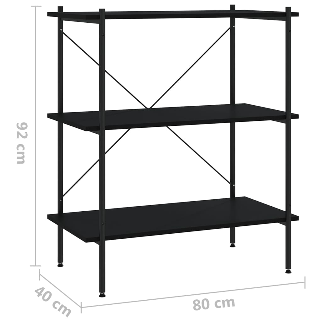 Scaffale con 3 Mensole Nero 80x40x92 cm - homemem39