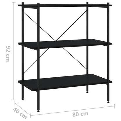 Scaffale con 3 Mensole Nero 80x40x92 cm - homemem39