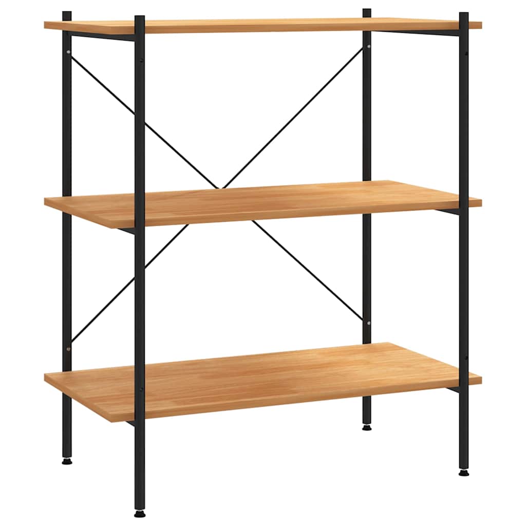 Scaffale a 3 ripiani nero e rovere 80x40x92 cm