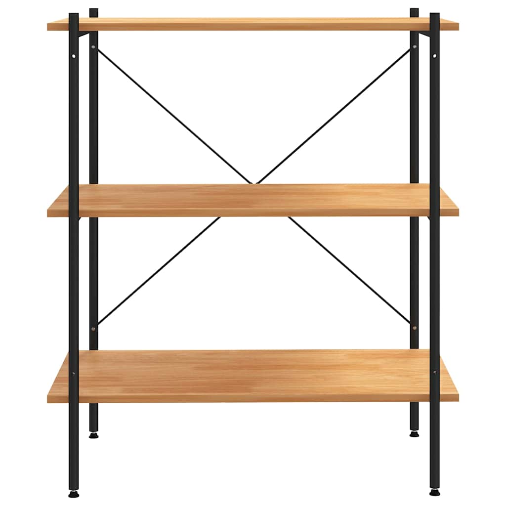 Scaffale a 3 ripiani nero e rovere 80x40x92 cm