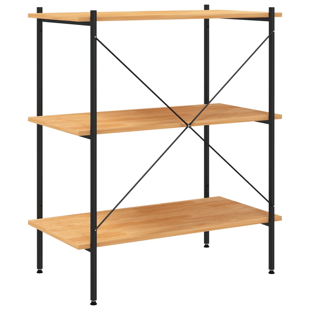 Scaffale a 3 ripiani nero e rovere 80x40x92 cm | homemem39