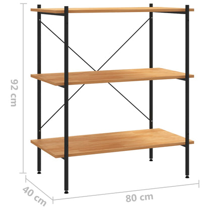 Scaffale a 3 ripiani nero e rovere 80x40x92 cm | homemem39