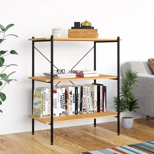 Scaffale a 3 ripiani nero e rovere 80x40x92 cm | homemem39