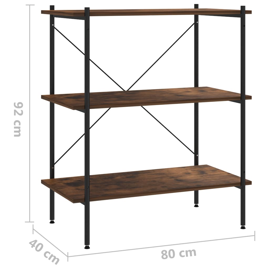 Scaffale con 3 Mensole Nero e Naturale 80x40x92 cm | homemem39
