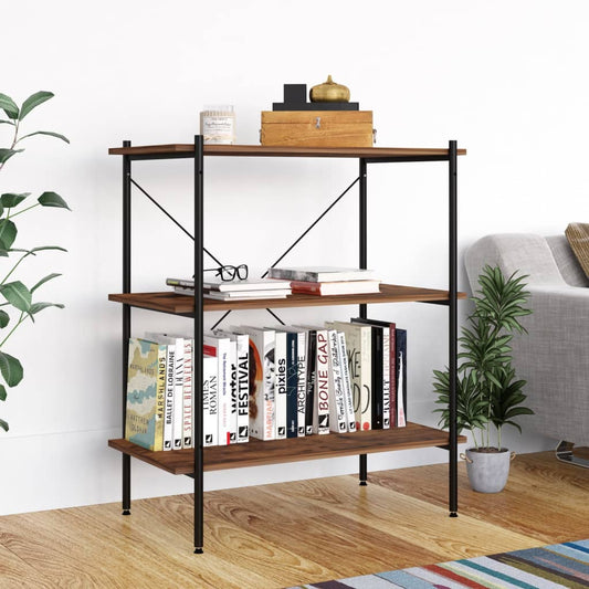 Scaffale con 3 Mensole Nero e Naturale 80x40x92 cm | homemem39