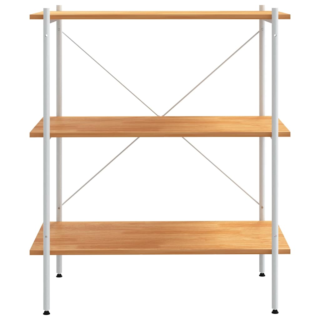 Scaffale con 3 Mensole Bianco e Rovere 80x40x92 cm