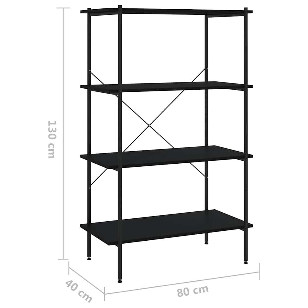 Scaffale con 4 Mensole Nero 80x40x130 cm