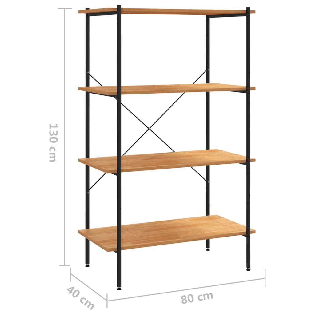 Scaffale con 4 Mensole Nero e Rovere 80x40x130 cm | homemem39