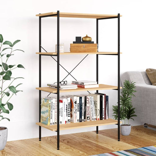 Scaffale con 4 Mensole Nero e Rovere 80x40x130 cm | homemem39