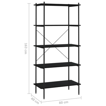 Scaffale con 5 Mensole Nero 80x40x163 cm | homemem39