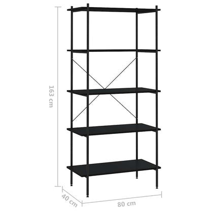 Scaffale con 5 Mensole Nero 80x40x163 cm