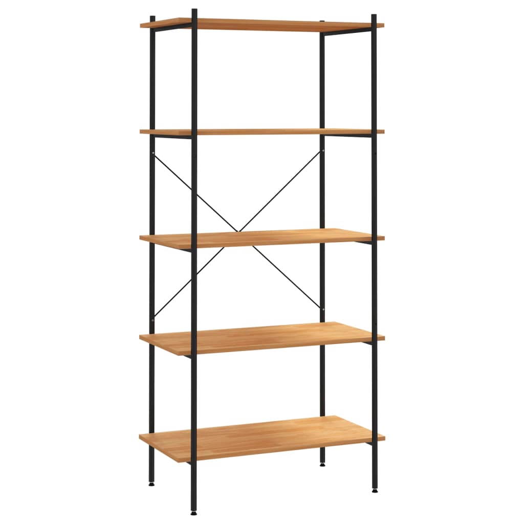 Scaffale con 5 Mensole Nero e Rovere 80x40x163 cm | homemem39