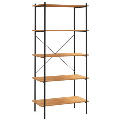 Scaffale con 5 Mensole Nero e Rovere 80x40x163 cm | homemem39