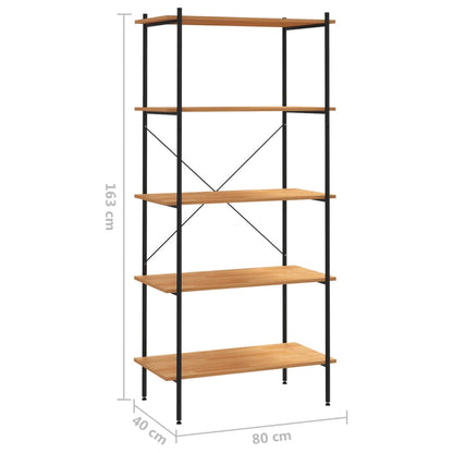Scaffale con 5 Mensole Nero e Rovere 80x40x163 cm | homemem39
