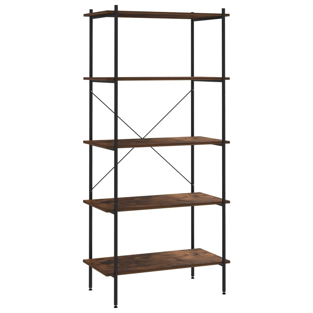 Scaffale con 5 Mensole Nero e Naturale 80x40x163 cm | homemem39