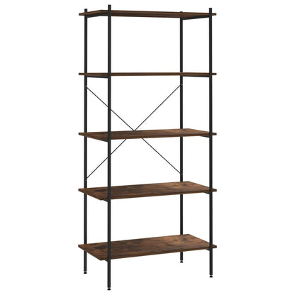 Scaffale con 5 Mensole Nero e Naturale 80x40x163 cm | homemem39