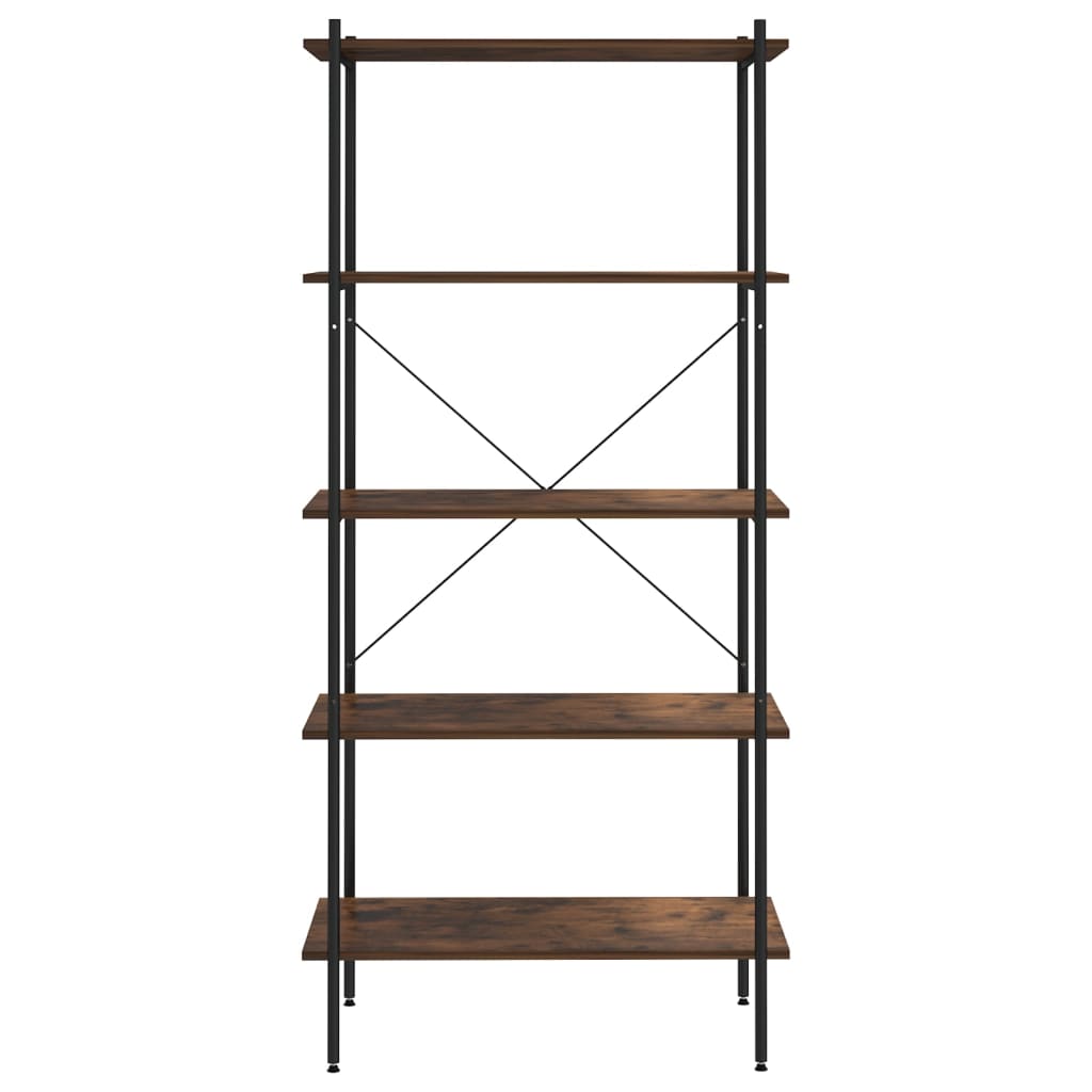 Scaffale con 5 Mensole Nero e Naturale 80x40x163 cm | homemem39