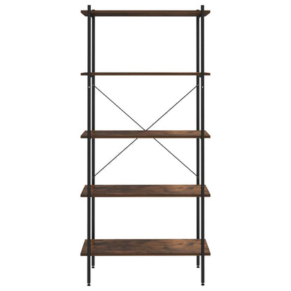 Scaffale con 5 Mensole Nero e Naturale 80x40x163 cm | homemem39