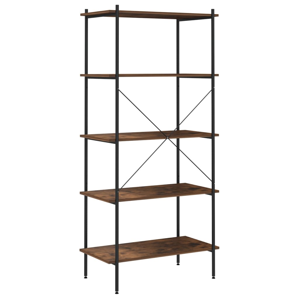 Scaffale con 5 Mensole Nero e Naturale 80x40x163 cm | homemem39