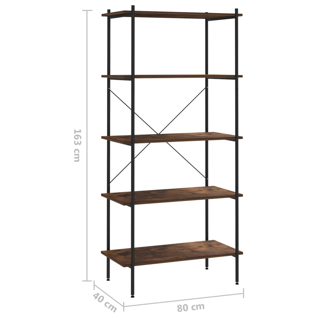 Scaffale con 5 Mensole Nero e Naturale 80x40x163 cm | homemem39