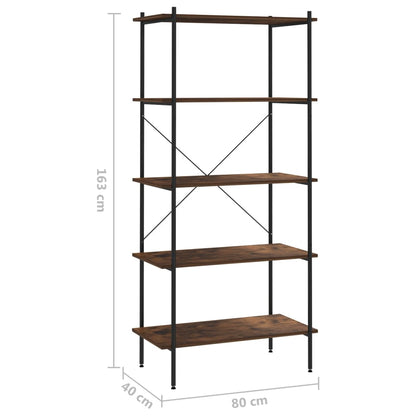 Scaffale con 5 Mensole Nero e Naturale 80x40x163 cm | homemem39