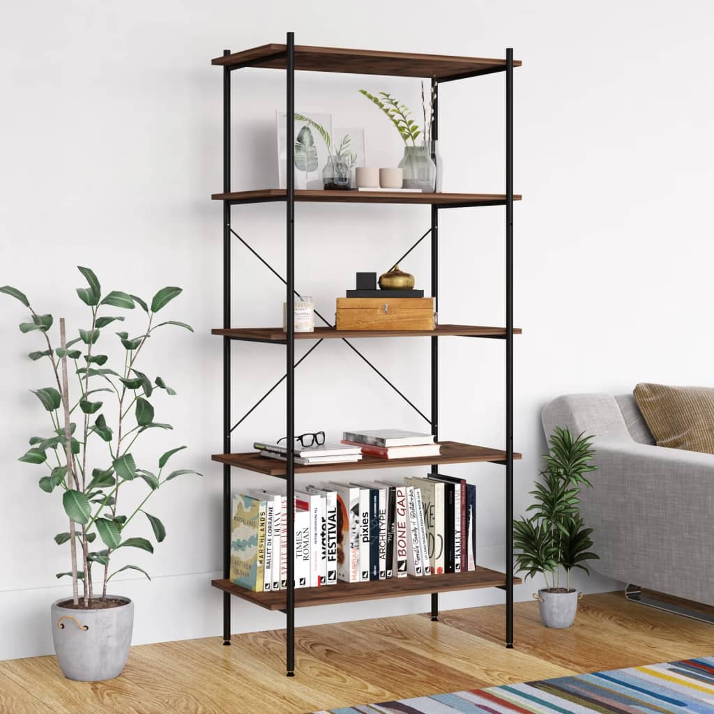 Scaffale con 5 Mensole Nero e Naturale 80x40x163 cm | homemem39