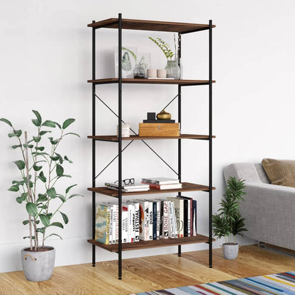Scaffale con 5 Mensole Nero e Naturale 80x40x163 cm | homemem39