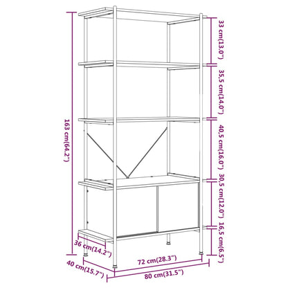 Scaffalatura 5 Livelli con Mobile 80x40x163 cm Acciaio e Legno - homemem39