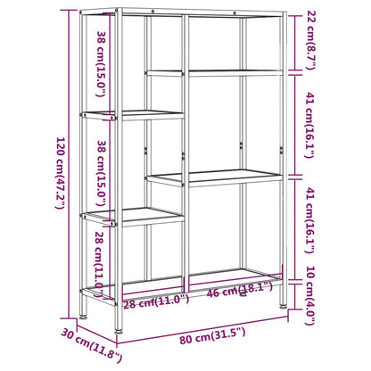 Scaffale per Libri 80x30x120 cm Acciaio e Legno Multistrato | homemem39