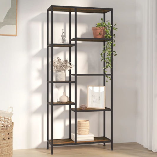 Scaffale per Libri 80x30x180 cm Acciaio e Legno Multistrato | homemem39