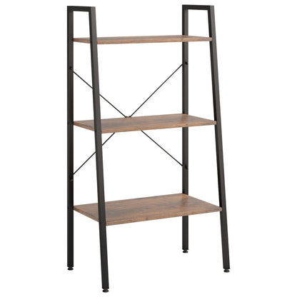Scaffale Autoportante 3 Ripiani Marrone Scuro Nero 56x35x108 cm | homemem39