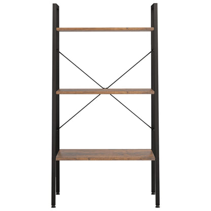 Scaffale Autoportante 3 Ripiani Marrone Scuro Nero 56x35x108 cm | homemem39