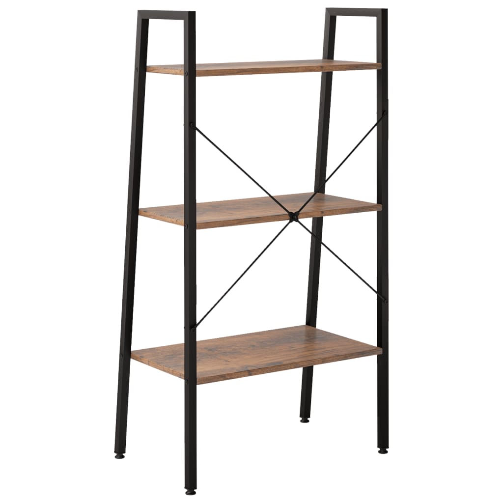 Scaffale Autoportante 3 Ripiani Marrone Scuro Nero 56x35x108 cm | homemem39