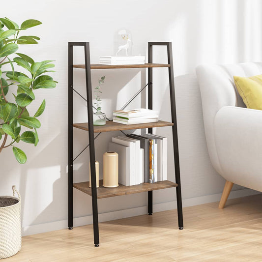 Scaffale Autoportante 3 Ripiani Marrone Scuro Nero 56x35x108 cm | homemem39