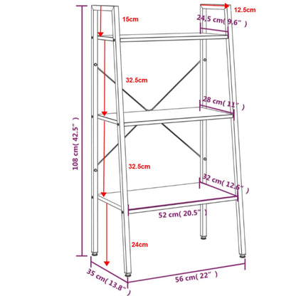 Scaffale Autoportante con 3 Ripiani Nero 56x35x108 cm