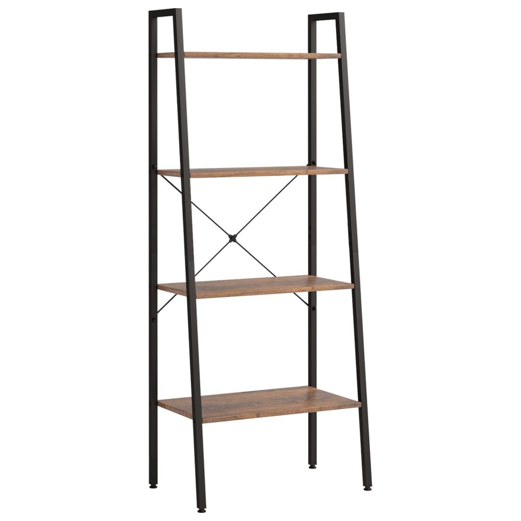 Scaffale Autoportante 4 Ripiani Marrone Scuro Nero 56x35x140 cm | homemem39