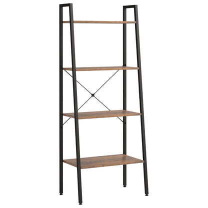 Scaffale Autoportante 4 Ripiani Marrone Scuro Nero 56x35x140 cm | homemem39